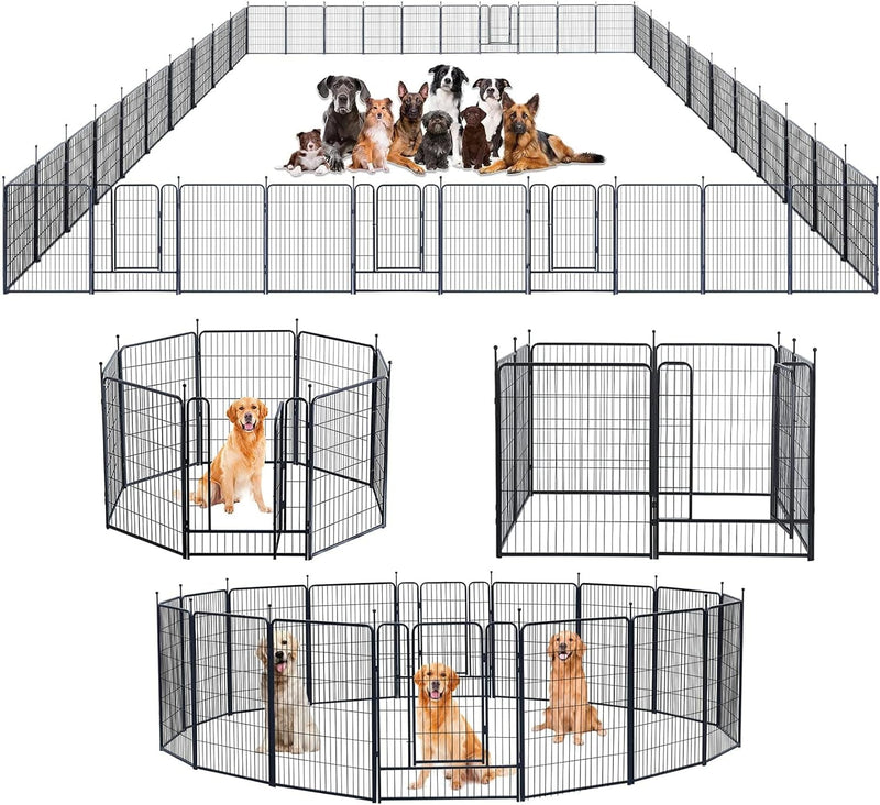 Portable Dog Playpen with Doors - IndoorOutdoor Fence for LargeMediumSmall Dogs 40 Inch 08 Panels