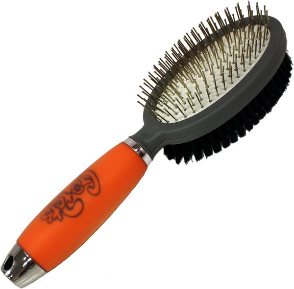 Gopets Professional Double-Sided Pin & Bristle Brush: Pet Grooming Comb, Dogs & Cats of All Breeds, Removes Shedding, Dirt, & Mats from Short, Medium, or Long Hair, Ergonomic Handle Comfortable