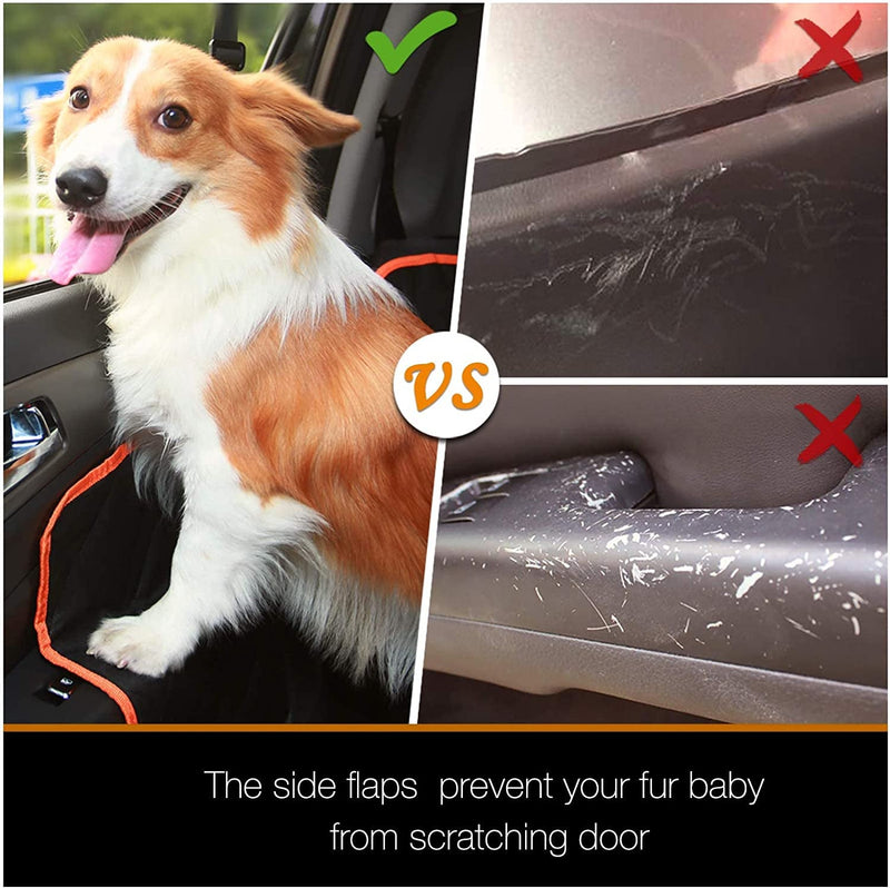 Ibuddy Dog Car Seat Cover - Waterproof Hammock with Mesh Window Side Flaps Belt Anti-Scratch Non-slip Machine Washable