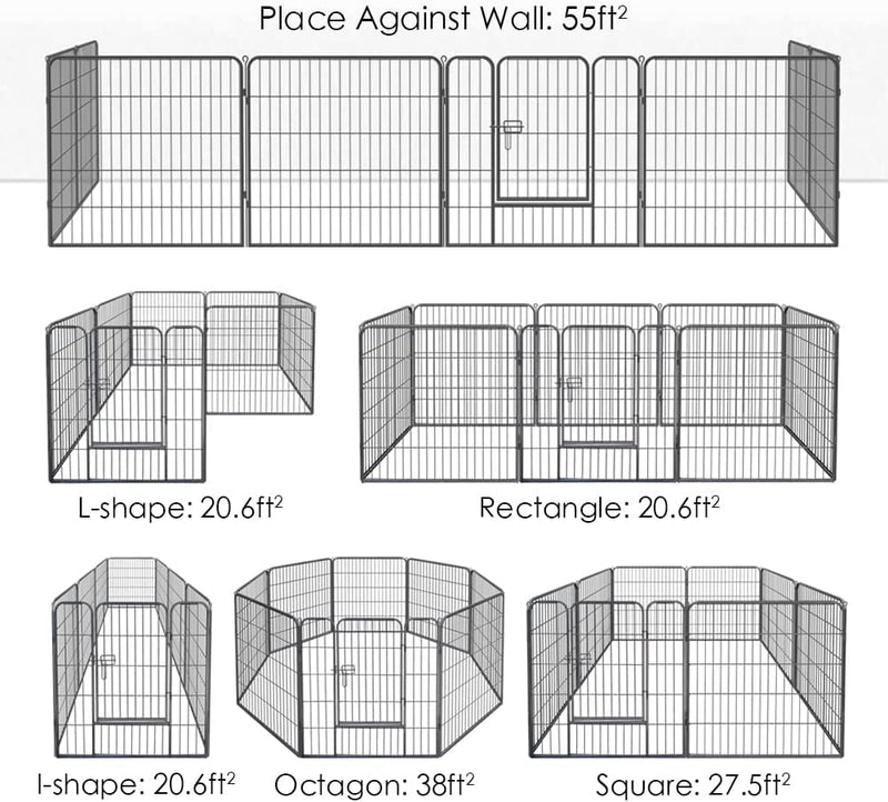 8-Panel Outdoor Dog Playpen with Portable Design - Suitable for LargeMediumSmall Dogs Puppies Rabbits and Small Animals - Perfect for RV Camping and Garden Yard