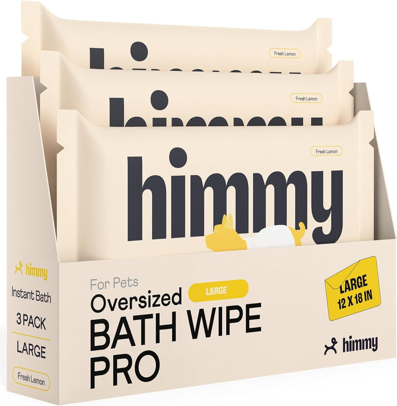 Himmy XL Pet Wipes for Dogs and Cats – 18” X 30” Bath Wipes for Cleaning, Deodorizing, Conditioning, Anti-Itch Grooming, Wet Dog Wipes for Paws, Butt, Ear, Eye, Face Whole Body Lavender