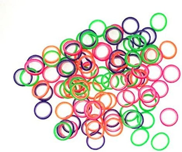 100 Pack Orthodontic Elastics - NEON Mixed Color Rubber Bands for Dog Grooming