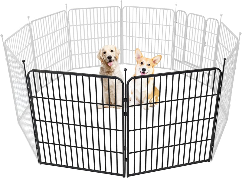 Metal Dog Playpen 8 Panel Exercise Pen for SmallMedium Dogs - 32 Height Door OutdoorIndoor Black