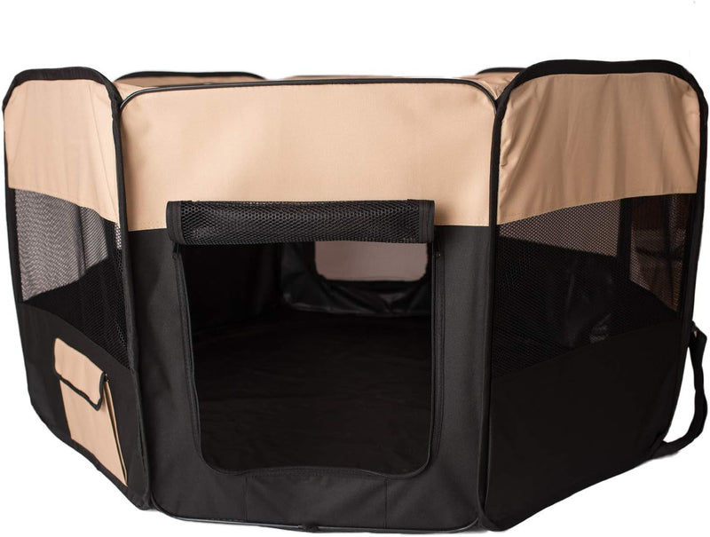 Armarkat Portable Pet Playpen - BlackBeige XL