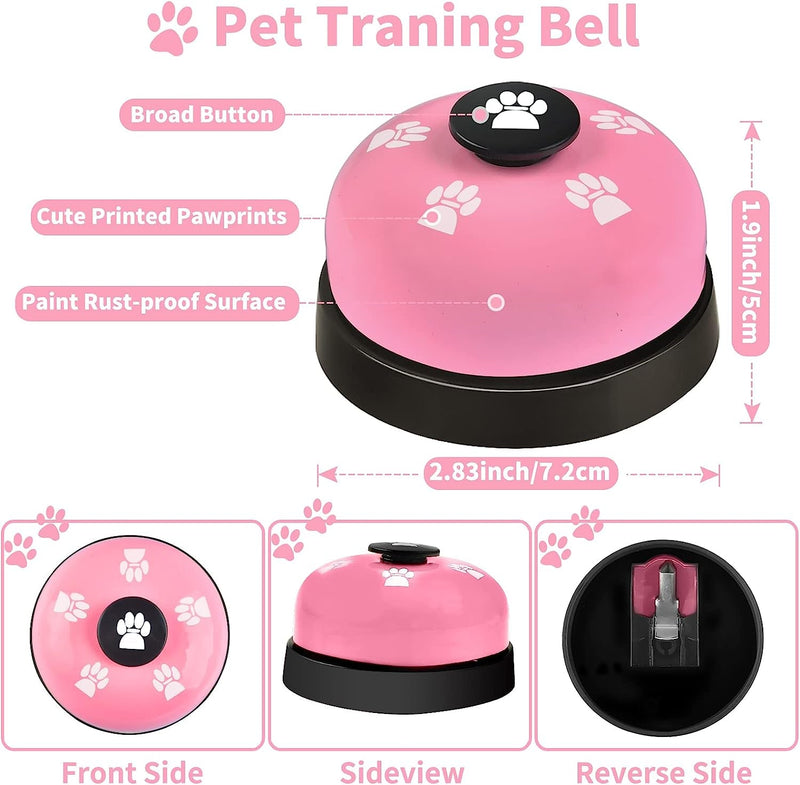 3 Pack Dog Doorbells - Pet Training Bells for Potty Training and Communication - Large Adjustable Strap Bell Pink