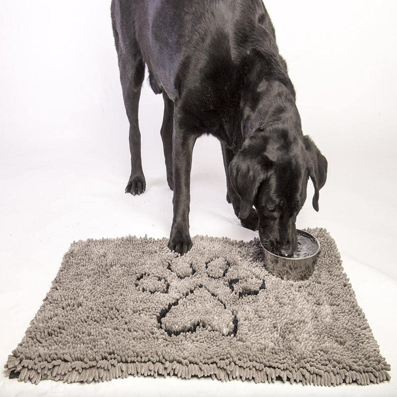 Microfiber Dog Paw Mud Mat - Absorbent Pet Mat with Non-Slip Backing Machine Washable  Large Grey