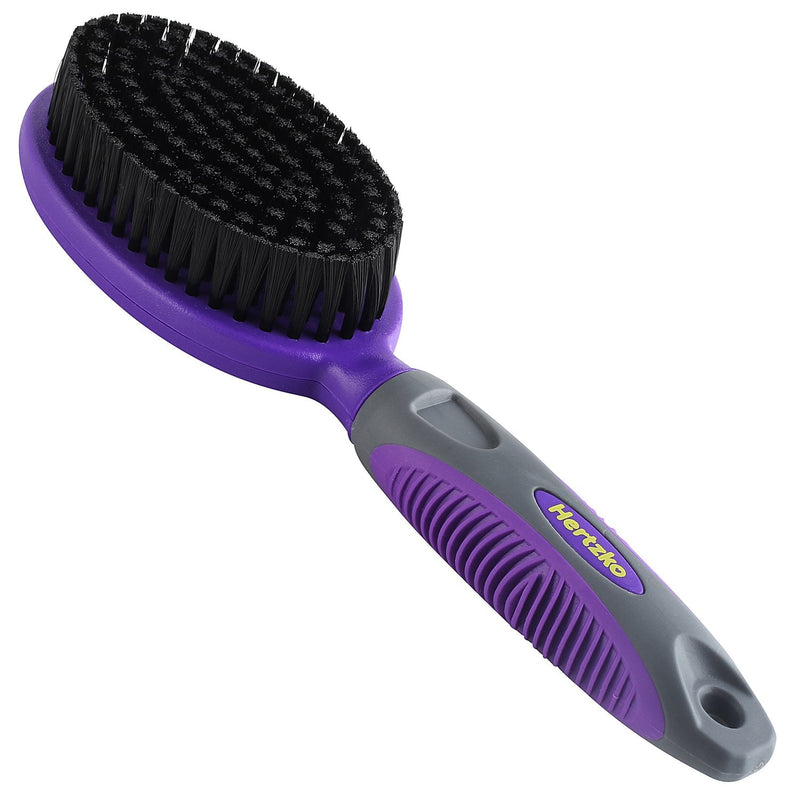 Hertzko Bristle Brush for Dogs and Cats with Long or Short Hair - Dense Bristles Remove Loose Hair from Top Coat, Removes Tangles, Dander, Dust, Trapped Dirt and Dead Undercoat (Single Sided)