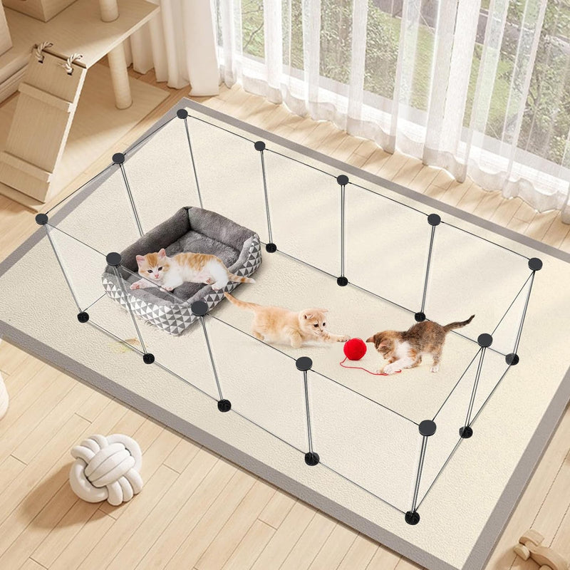 Small Animal Playpen - 12 Panel Transparent Portable Pet Enclosure for Guinea Pigs Bunny Ferrets Hamsters Hedgehogs - 48x24x16 IndoorOutdoor Pet Fence