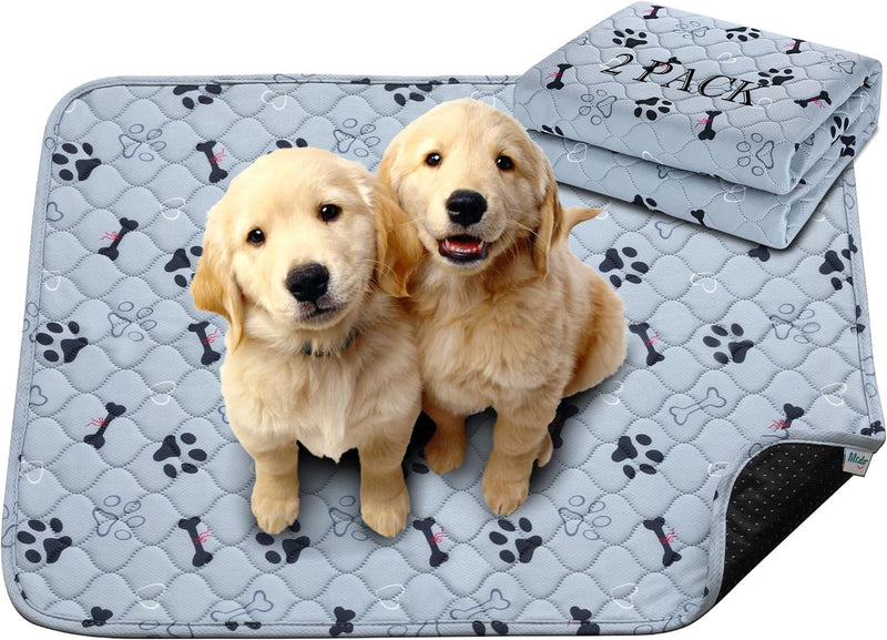 MrDo Washable Pee Pads 2-Pack 18X24 for Dogs - Waterproof Non-Slip Fast Absorbent Training Pads for Beds Crates Playpens and Cages