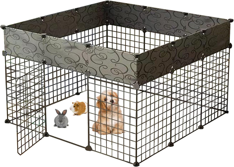 Indoor Portable Dog Playpen with Door - 14 Panels Metal Wire for Small Animals Black