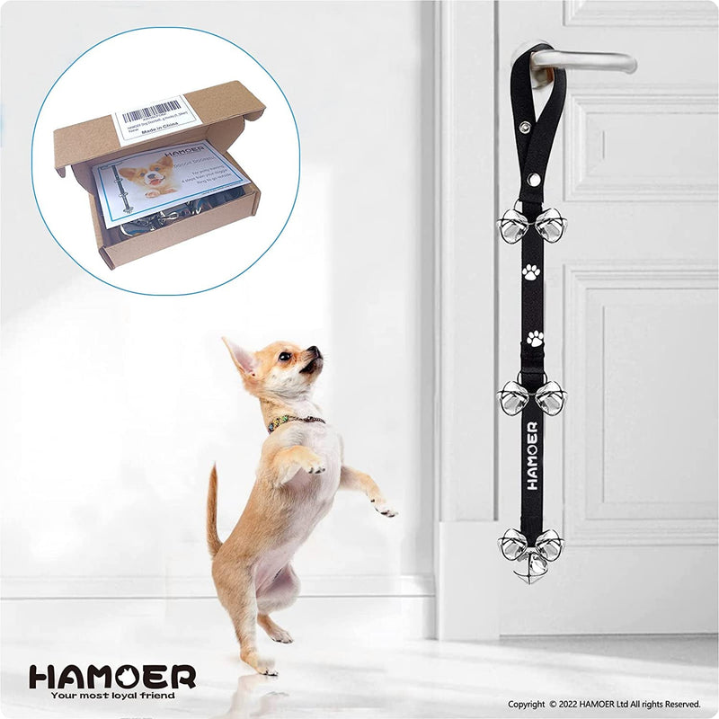 Potty-Training Dog Doorbells with Mounting Hooks - Adjustable Premium Quality 7 Extra Loud Bells for Puppies and Dogs Silver