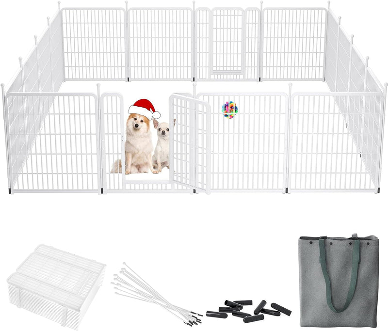 Homieasy Dog Playpen with Storage Bag - 32 Pet Fence for RV Camping Indoor Use - 8 Panels Black Made for SmallMediumLarge Dogs