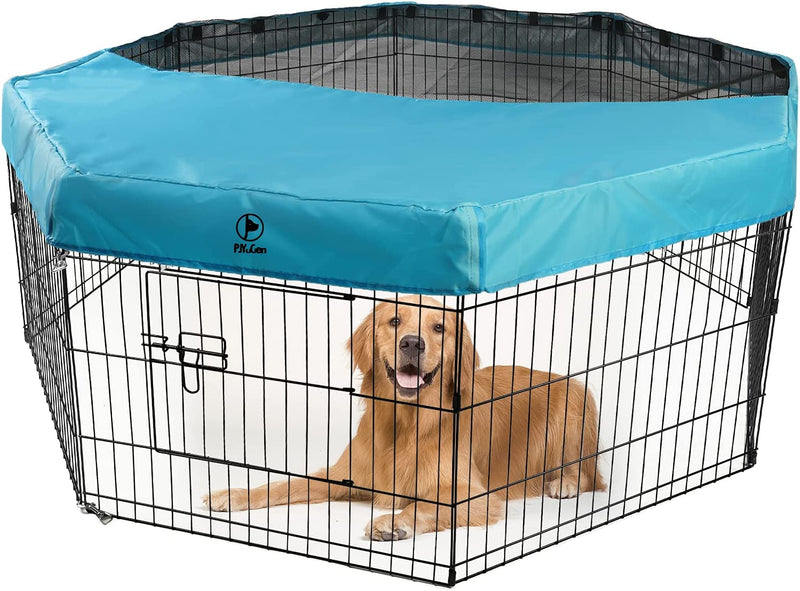 Dog Playpen Mesh Top Cover - Fits 36 Inch 4 Panels Velcro Connections Black Cover Only