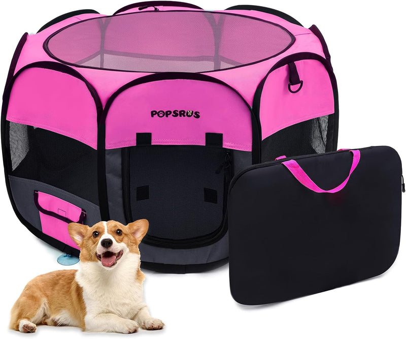 Foldable Dog Playpen with Carrying Case Blue