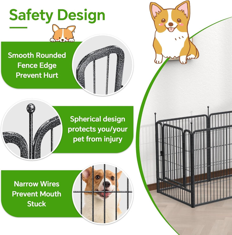 Mr IRONSTONE Dog Playpen - Anti-Rust Coated Fence for LargeMediumSmall Dogs - Portable  Foldable IndoorOutdoor Pet Playpen - 32 Height 16 Panels