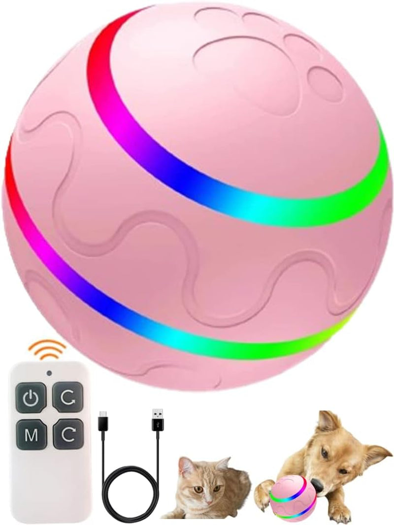 【Remote Control & 2023 NEWEST】PawDepot Smart Interactive Dog Toy Ball with LED Lights, Automatic/Active Rolling and Jumping for Cats and Puppy/Small/Medium Dogs, Washable USB Rechargeable (Yellow)