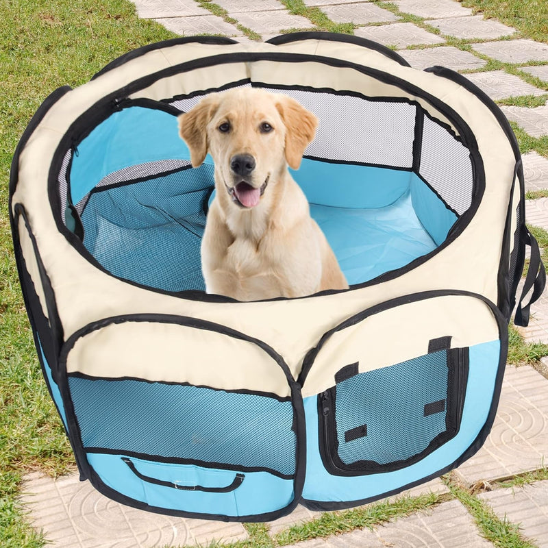 Foldable Pet Playpen - IndoorOutdoor Portable Cat  Dog Tent 29X16 Blue