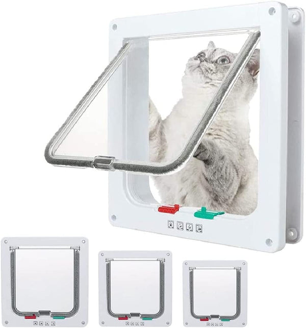 GoTeam Cat Door Flap - Large 4-Way Locking Door for Cats and Dogs 248 Circumference