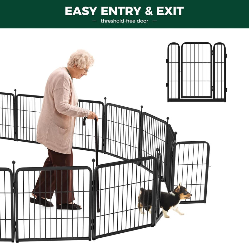 FXW Outdoor Dog Playpen with Gate - 8 Panels 24 Height - Small Dog Exercise Pen for RV Camping Yard