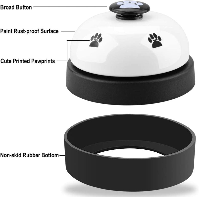 Comsmart Dog Training Bells - Set of 2 Potty Training Bells for Dogs and Cats with Non-Skid Rubber Base 2 Pack White