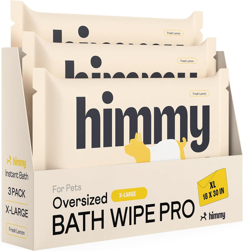 Himmy XL Pet Wipes for Dogs and Cats – 18” X 30” Bath Wipes for Cleaning, Deodorizing, Conditioning, Anti-Itch Grooming, Wet Dog Wipes for Paws, Butt, Ear, Eye, Face Whole Body Lavender