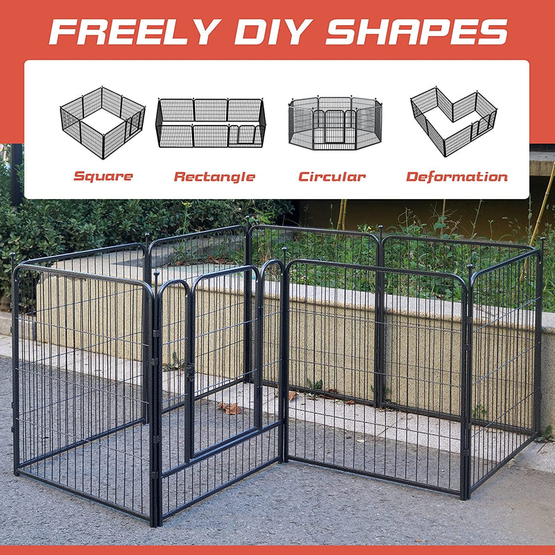 32-Inch Heavy Duty Dog Playpen - IndoorOutdoor 8 Panels - SilverGray