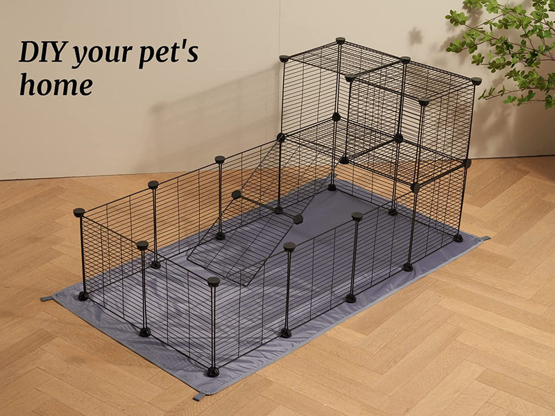 DIY Small Animal Playpen Cage with Mat and Fence - 12 Panel