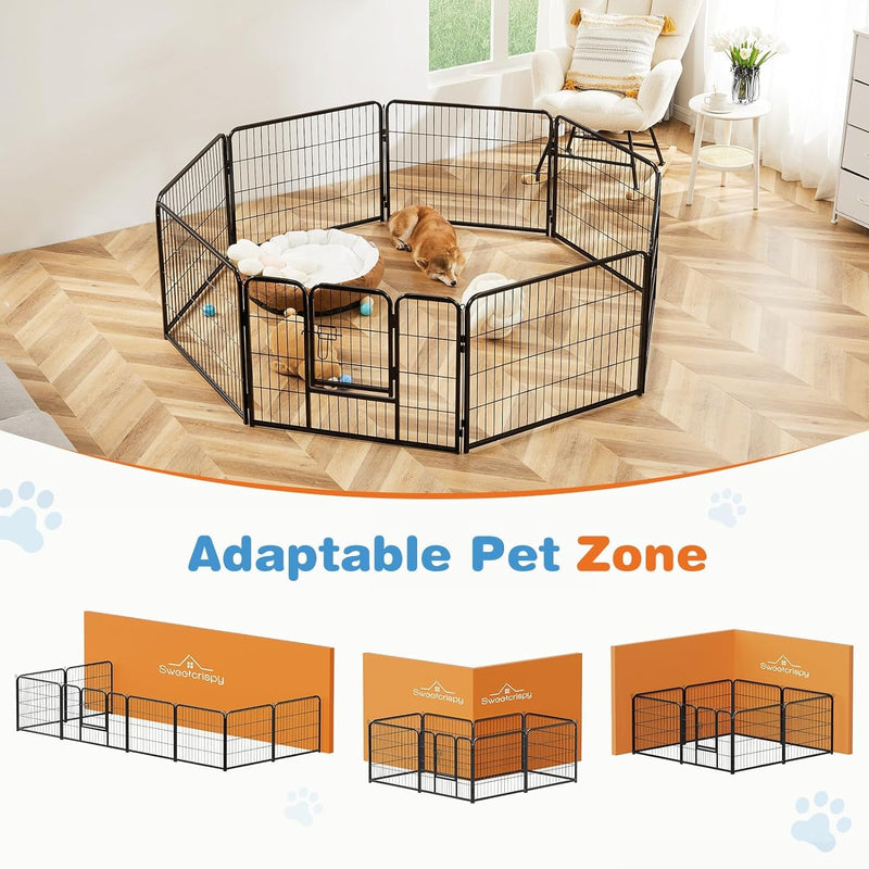 Sweetcrispy Indoor Dog Playpen - 8 Panel Puppy Fence