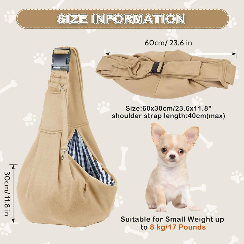 Yuehuam Small Dog Sling Cat Carrier Adjustable Strap Hands Free Pet Puppy Travel Bag Backpack Large Capacity Dog Carrying Bag with Side Pockets for Cats