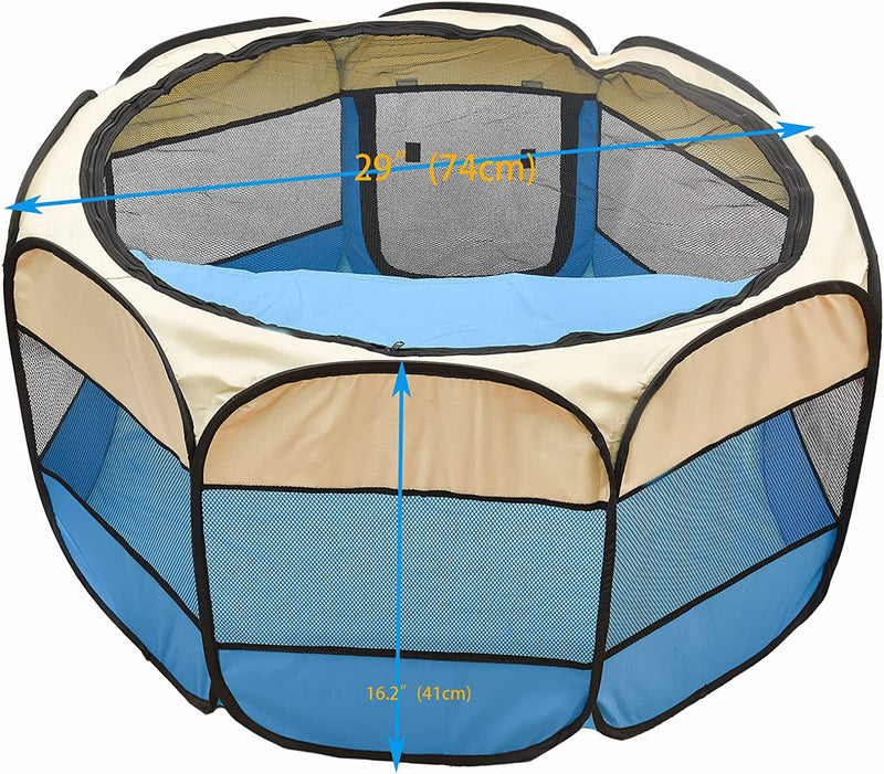 Foldable Pet Playpen - IndoorOutdoor Portable Cat  Dog Tent 29X16 Blue