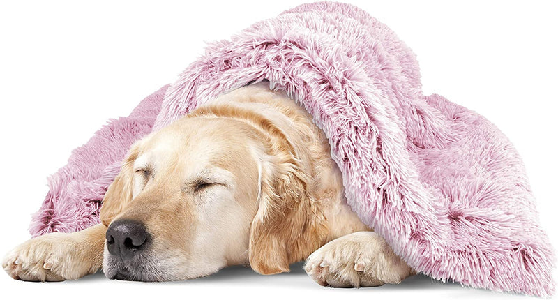 XL Calming Donut Blanket for Dogs - Rose Pink Plush