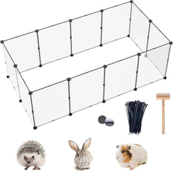 CAHOME Pet Playpens - 12 Panel Large Plastic Yard Fence for Small Animals and Puppies 28 X 20 Inches - Portable Kennel Crate Fence Tent White