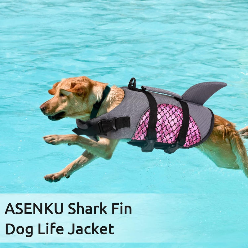 XL Pink Shark Design Dog Life Jacket for Swimming Safety