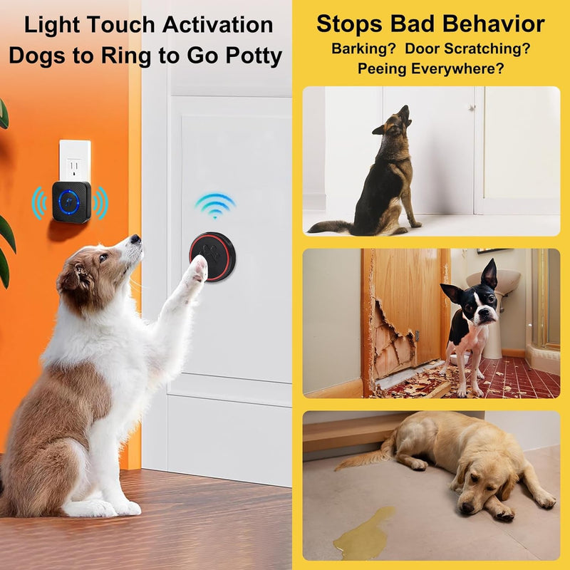 Chunhee Smart Dog Door Bell - Wireless Puppy Potty Training Bell - 1000Ft Range 55 Melodies Adjustable 0-110Db