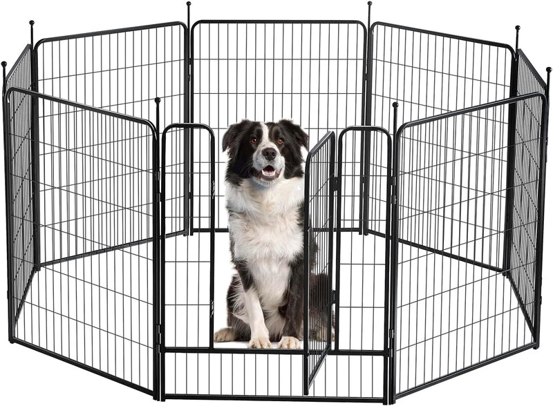 Portable Metal Pet Playpen - IndoorOutdoor Exercise Fence for Dogs - 16 Panels 32 Inch - Jet Black