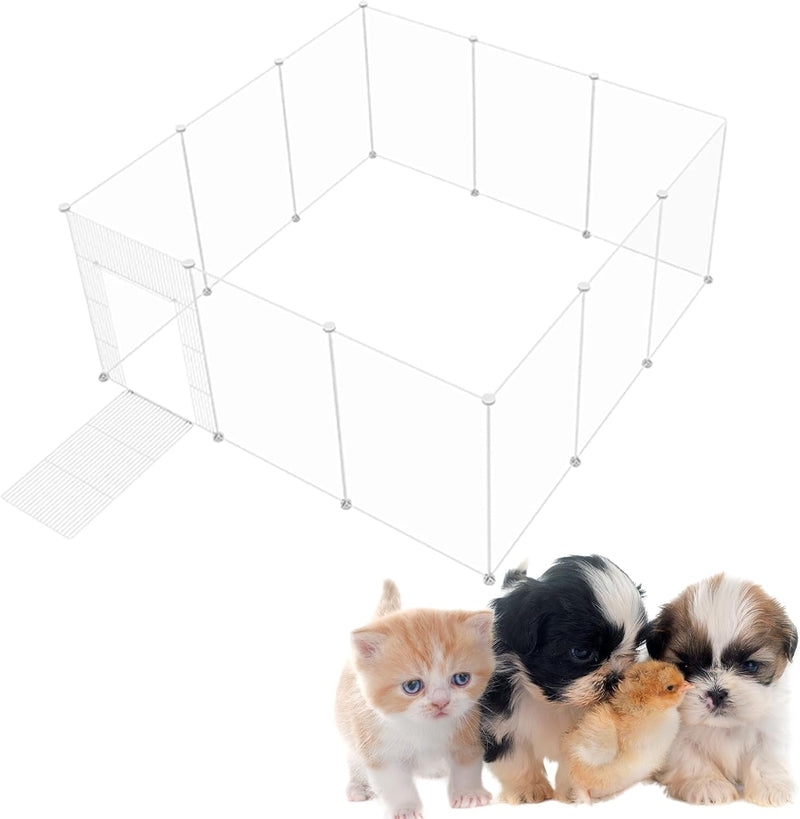 Transparent Dog Playpen - 27 Inch Tall Small Animal Fence with Door and 12 Panels