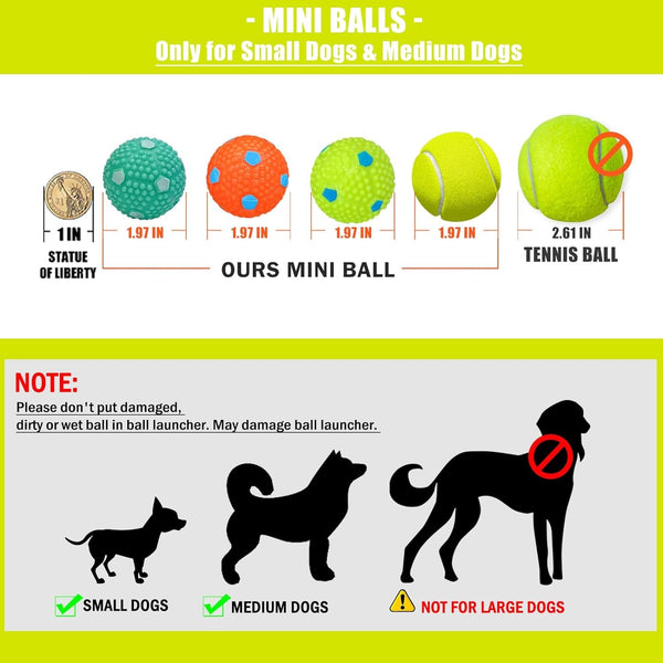 YEEGO DIRECT Dog Ball Thrower Launcher for Small and Meidum Dogs,Automatic Ball Launcher for Dogs, Interactive Dog Toys Indoor/Outdoor Pet Ball Launcher Machine with 6 Mini Balls Dog Gifts