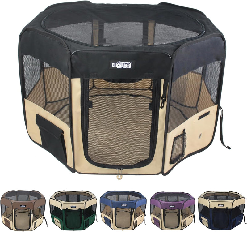 Elitefield Soft Pet Playpen - 2 Door - 2 Year Warranty - Multiple Sizes  Colors - 48x48x32