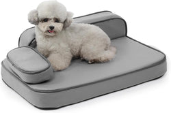 XL Air-Leather Dog Sofa with Memory Foam and Washable Cover - Gray