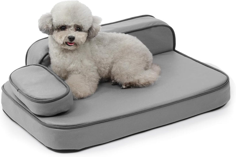 XL Air-Leather Dog Sofa with Memory Foam and Washable Cover - Gray