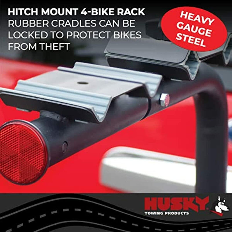 Husky 4-Bike Hitch Mount Rack Black