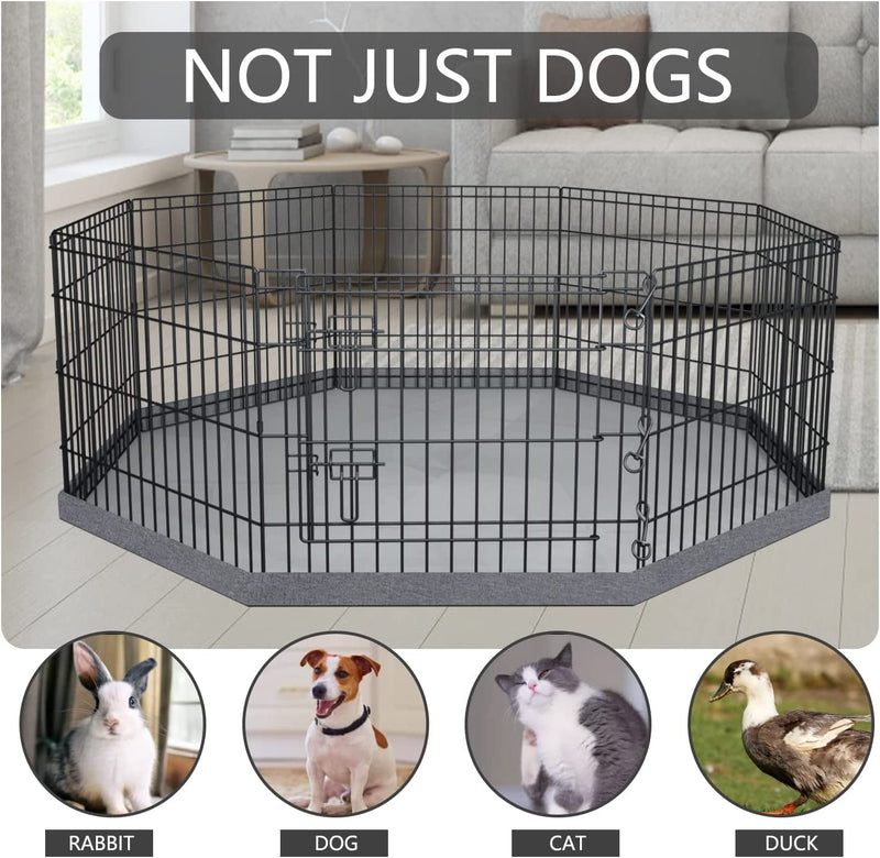 PETIME Foldable Metal Dog Exercise Pen with Bottom Pad - IndoorOutdoor 8 Panel 24x24 Pet Playpen Kennel Fence