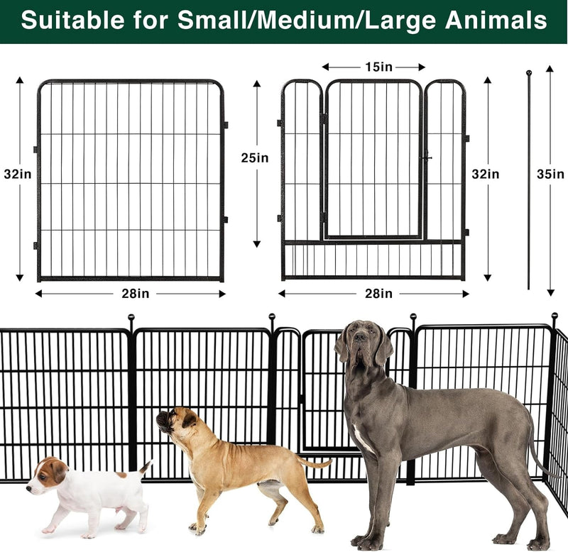 8-Panel IndoorOutdoor Dog Playpen - 32H Metal Fence for LargeMediumSmall Dogs