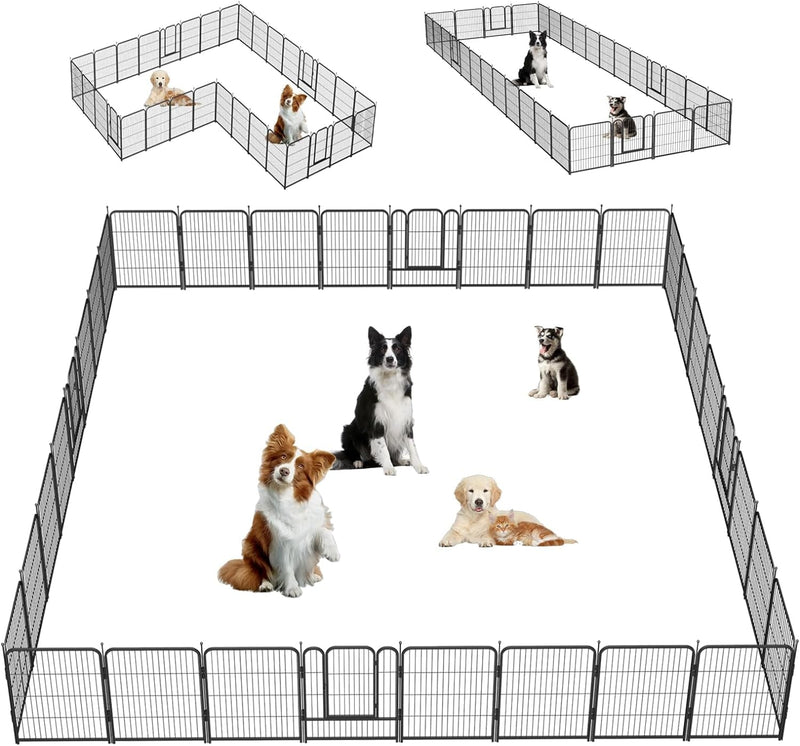 32-Inch Heavy Duty Dog Playpen - IndoorOutdoor 8 Panels - SilverGray