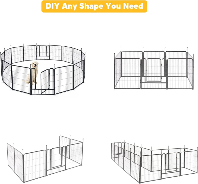 TMEE 816 Panel Outdoor Dog Playpen with Gates for LargeMediumSmall Dogs - 40 Inch Height - RV Camping Yard - 16 Pieces