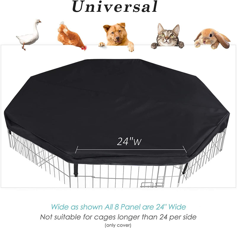 Escape-Proof Pet Playpen Top Cover - Sunshade and Protector for 24 8-Panel Dog Crate Black