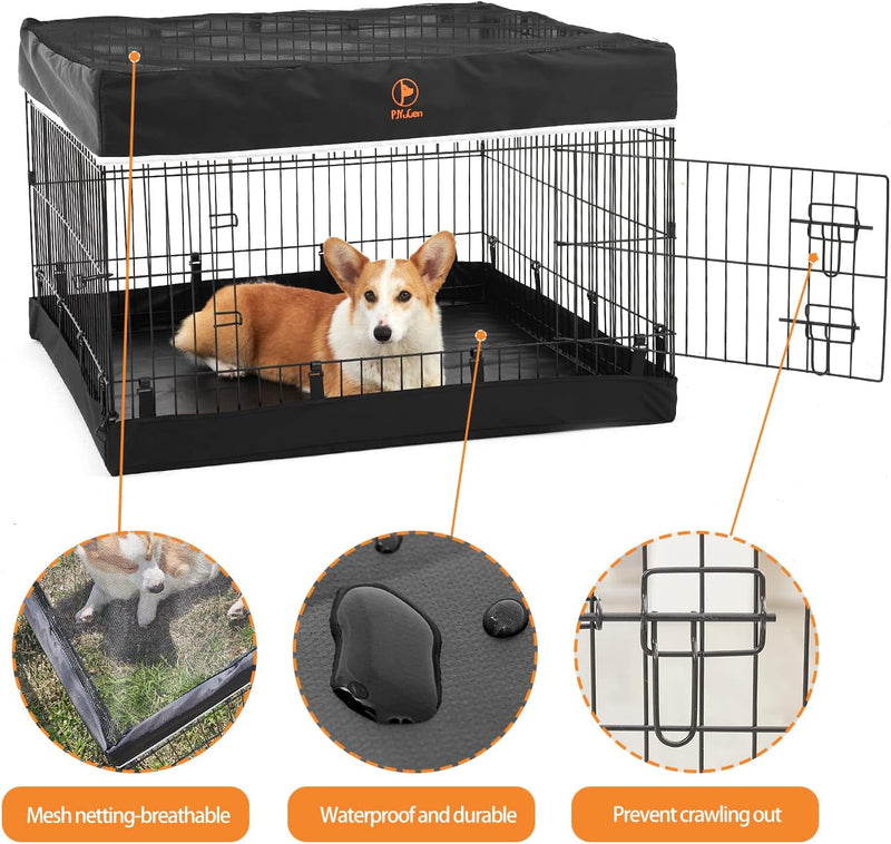 charFoldable Metal Pet Playpen with Door  Top Cover - 36W x 24H - IndoorOutdoor Use