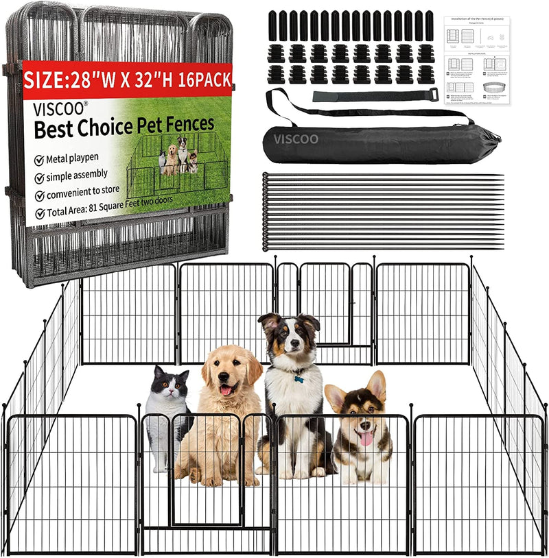 8-Panel IndoorOutdoor Dog Playpen - 32H Metal Fence for LargeMediumSmall Dogs