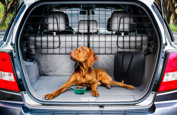 Heavy-Duty Foldable Dog Car Barrier with Bonus Travel Bowl  Case - Universal Fit