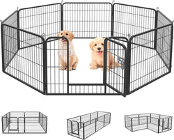 FDW 16 Panel Dog Playpen with Metal Folding Design - 40 Inch Height IndoorOutdoor Heavy Duty Fence for Puppy Exercise Yard or Camping Black